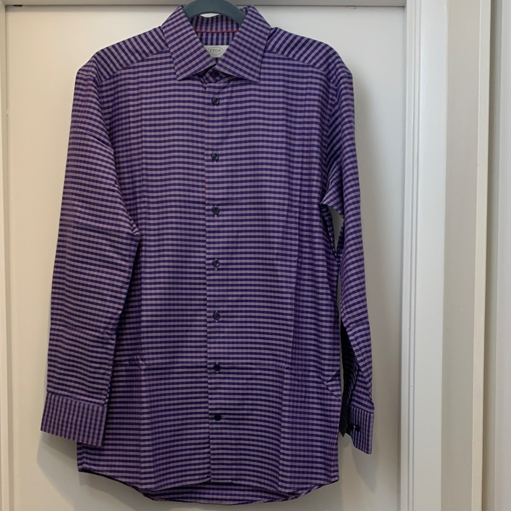Eton Purple Check Dress Shirt